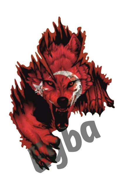 Turkish Flag Left Direction Wolf Gray Wolf Gray Wolf Sticker 26X18 cm 00244 Color Print