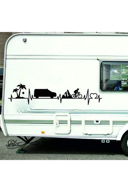 Holiday Camping Bike Pulse Caravan Car Sticker (100X23 cm)