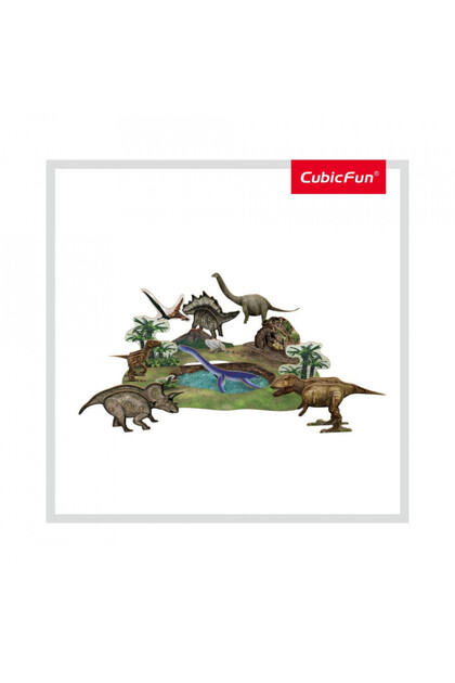 - Puzzle 3D+Broșură-Parcul Dinozaurilor 43 de piese