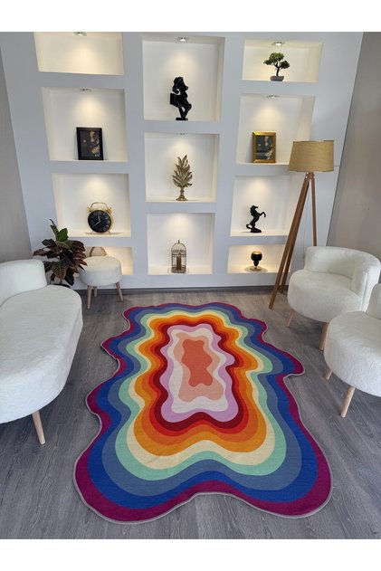 Opal Multicolored Asymmetrical Patterned Woven Base Modern Decorative Carpet Opal03