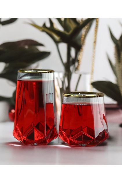 Valeria Gold Set of 12 Water and Soft Drink Glasses