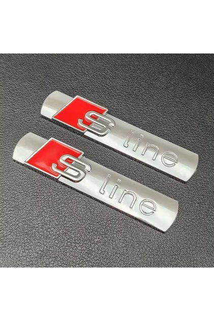 AUDI 3D Metal S Line Logo Amblemi Araba Çamurluk Rozeti ( 2 Adet)
