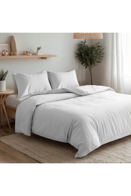 3-Piece Duvet Cover Set, 100% Cotton Luxury Sateen, White