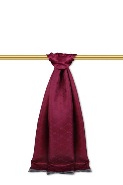 Burgundy Chain Monogram Pattern Silk Shawl