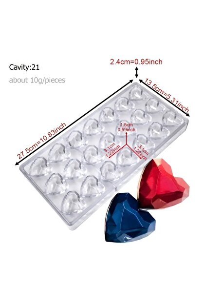Polycarbonate Diamond Heart Chocolate Mold