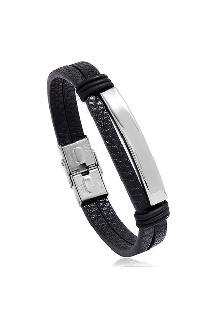 Bratara masculina inox si piele eco 4354