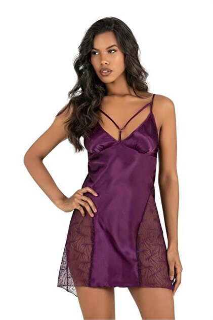 Primoda Purple Short Satin Nightgown 8233- Trendyol