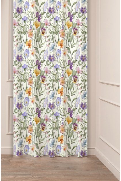 Flowers Leaf Square Geometric Lines Patterned Custom Design Digital Printed (Single Wing) Background Curtain