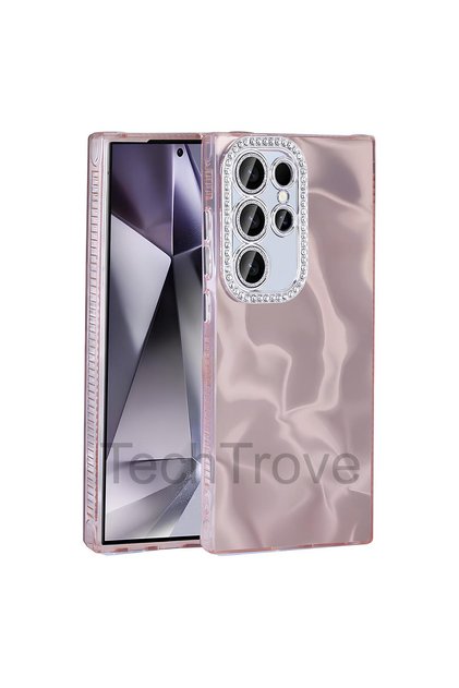 Samsung Galaxy S24 Ultra Case Stylish Looking Cover with Airbag and Shiny Stone Detail Design