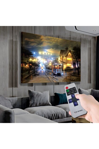 Led Işıklı Uzaktan Kumandalı Manzara Kanvas Tablo