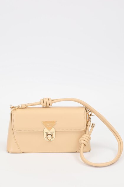 Khaki Triangle Lock Detailed Shoulder Bag