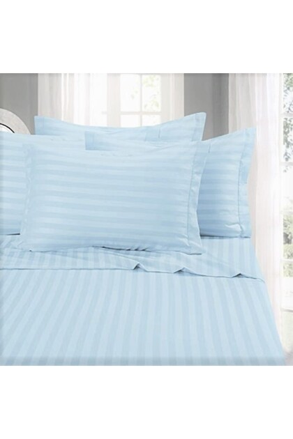 Σετ 2 μαξιλαροθήκες - Damask Satin - 100% βαμβάκι, 50x70 cm, μέγεθος ρίγας 1 cm, Μπλε