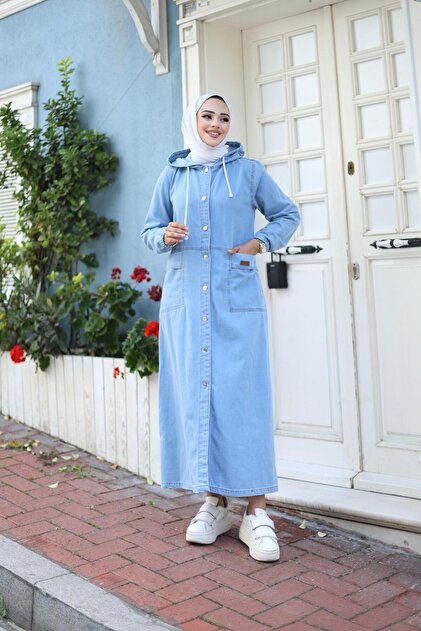 HARMAN BUTİK KADIN UZUN CEPLİ KAPÜŞONLU KOT KAP - Fiyatı, Yorumları