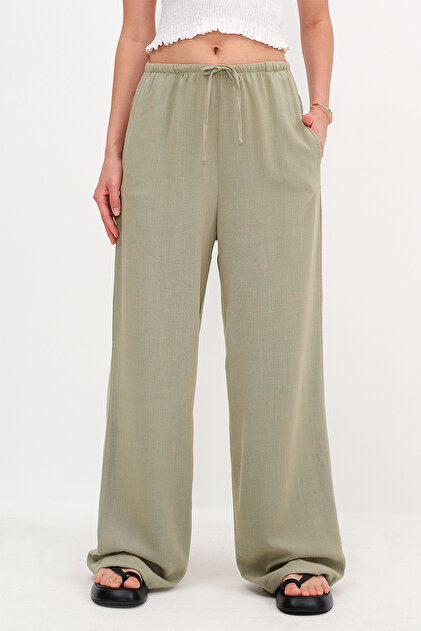 Addax Keten Karışımlı Bağlamalı Wide Leg Pantolon PN16649 - Fiyatı