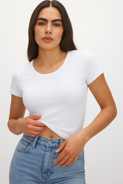 Bisiklet Yaka Basic Dar Kalıp Kısa Kollu Body