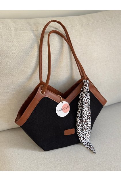 New Season Women's Shoulder Bag with Scarf and Corn Detail