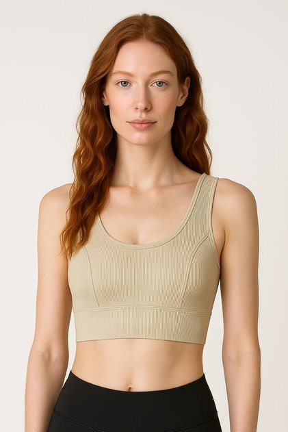 Thick Strap Recovery Ripped Sports Bustier | Sand