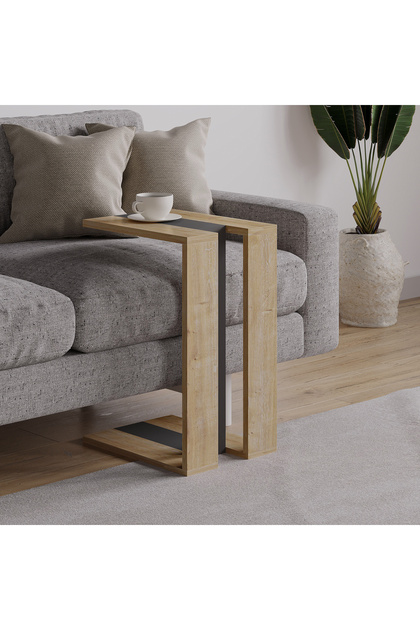 Muju Modern C Shape Table Oak Grey Oak Multipurpose