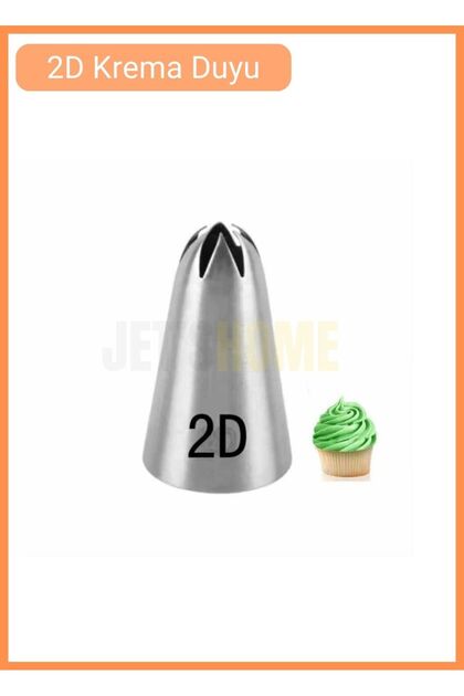 2D Cream Decorating Tip for Cupcakes, Cakes, and Tarts Stainless Steel Large Size 2.5X1.3X4.4 cm