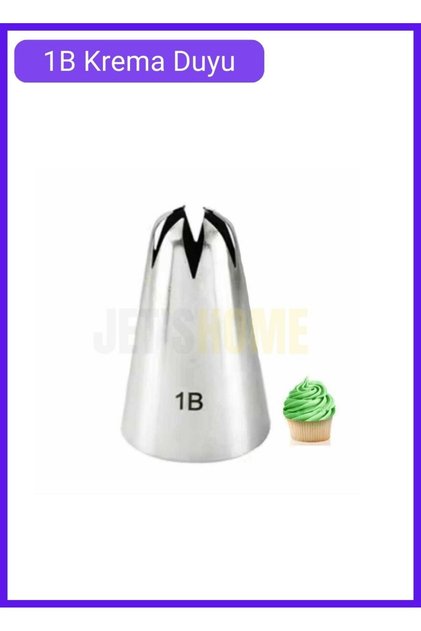 1B Closed Star Cream Duyu Cupcake Cake and Cheesecake Decorating Tip Stainless Steel 3.0X1.7X4.7 cm