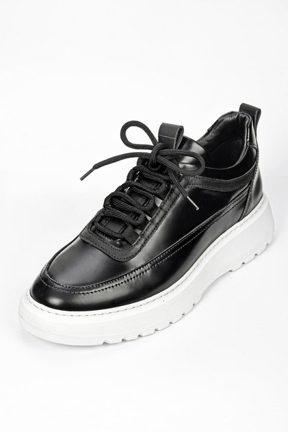 Divento Genuine Leather Handmade Black Sneakers Shoes