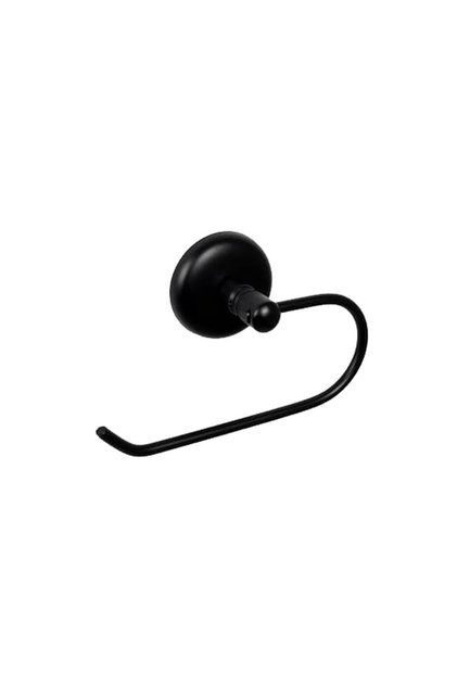 Suport din metal, cu carlig, pentru hartie igienica, prindere cu adeziv, negru mat, 160 mm