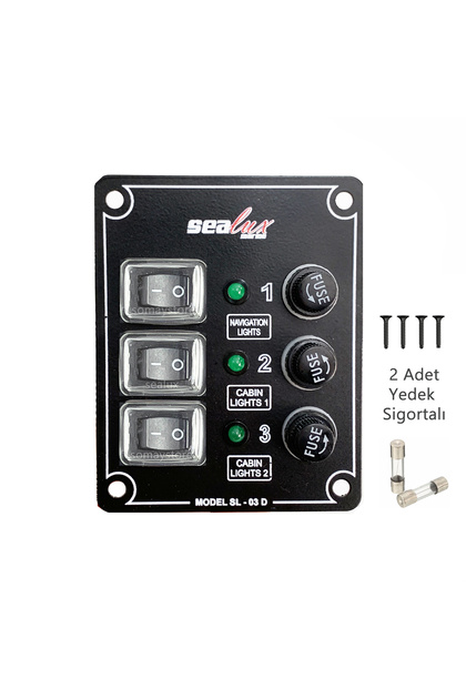 Tekne Switch Panel Kontrol Paneli Dikey Model 3 Anahtar 80 X 100 Mm