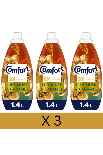منعم أقمشة مركز برائحة زنبق المسك والكراميل، 9 عطور، 1.4 لتر × 3