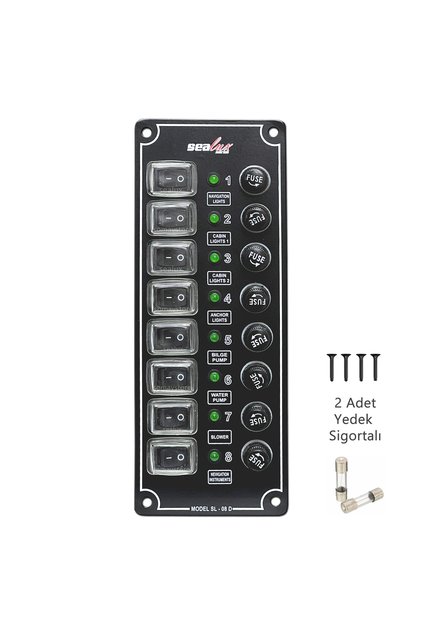 Tekne Switch Panel Kontrol Paneli Dikey Model 8 Anahtar Sealux 80 X 215 Mm