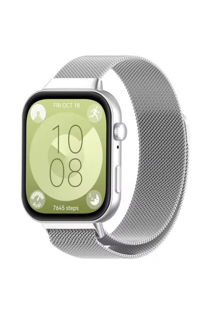Каишка Milanese, съвместима с Huawei Watch Fit 3, магнитна, метална материя, сребриста