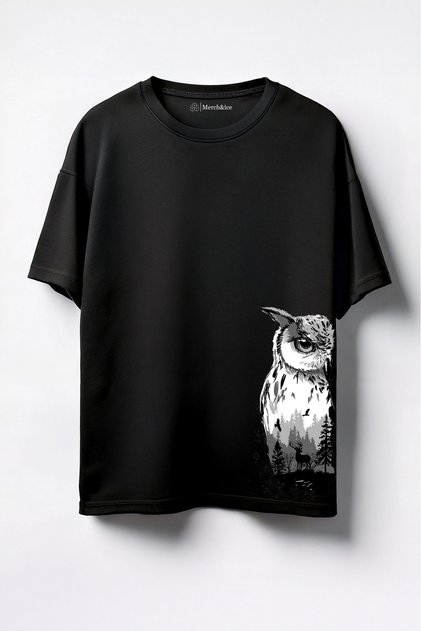 Owl Hp Printed Unisex Oversize T-Shirt