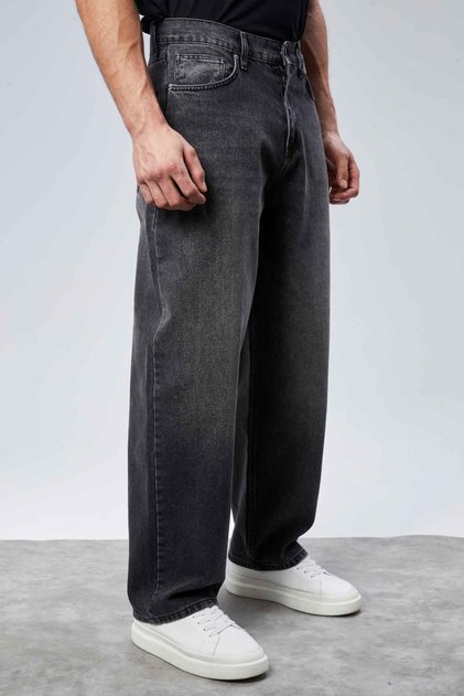 High Quality Men's High Waist Baggy Skater Jean Dark Grey-C364