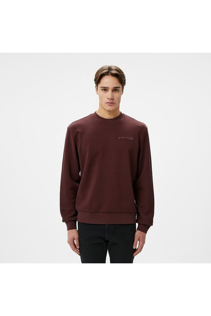 Erkek Classic Fit Bisiklet Yaka Bordo Sweatshirt