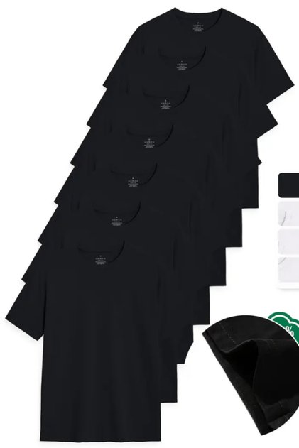 Men's Black 100% Cotton 7 Pack T-Shirts