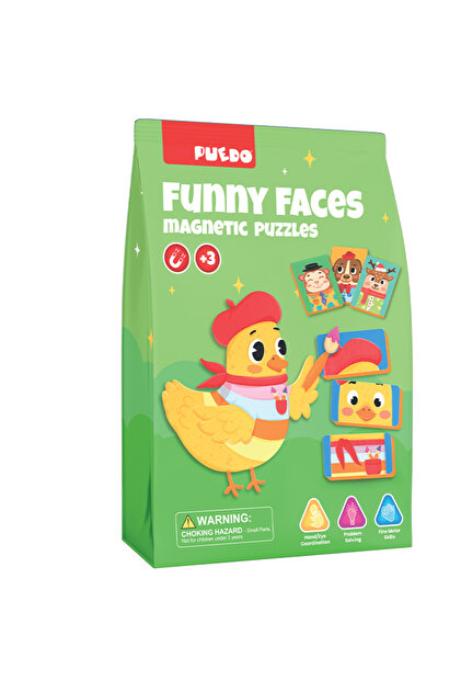 PUEDO Manyetik Puzzle - Funny Faces (Sevimli Suratlar) - Fiyatı
