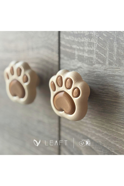 Children's Cabinet & Drawer Handles with Paw Figure - Set of 2 Cute Handles - Screw Included