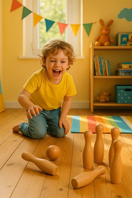 Wooden Bowling Set for Kids