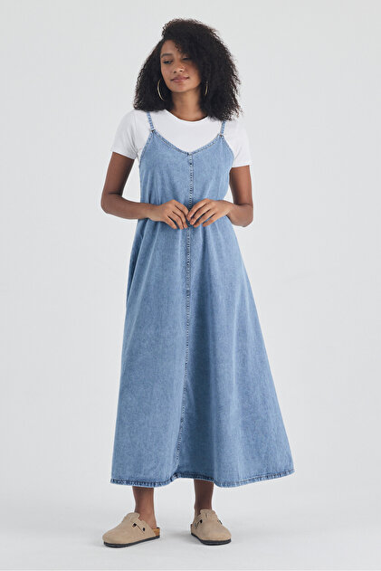 denim dress with rope straps Asos Denim Drop Waist Cami Dress With Rope Straps In Light Blue, $46 | Asos