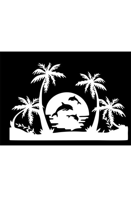 Dolphins and Palm Caravan Car Sticker (93X54 cm)