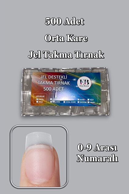 Easy Beauty 500 Adet Yeni Nesil Jel Destekli Orta Badem Takma