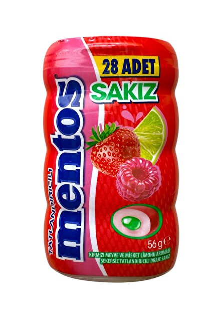 Mentos Kırmızı Meyve Misket Limonlu Draje Sakız 56 g * 6 Adet