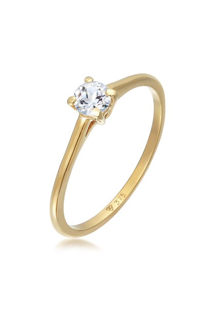 Ring Damen Solitär Verlobungsring Elegant mit Topas Edelstein in 375 Gelbgold