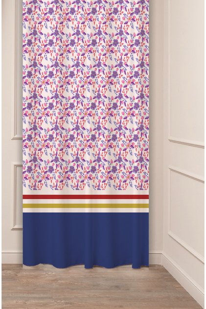 Special Design Flower Leaf Ethnic Ancient Line Patterned Digital Printed (Single Wing) Modern Stylish Background Curtain