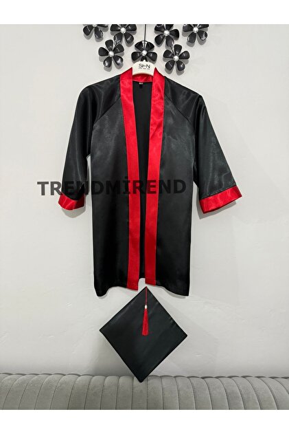 BBA TULLE STORE 2-Piece Graduation Robe Set Kep Cbbe Black-Turquoise -Black  Graduation Robe Double Graduation Set- Trendyol