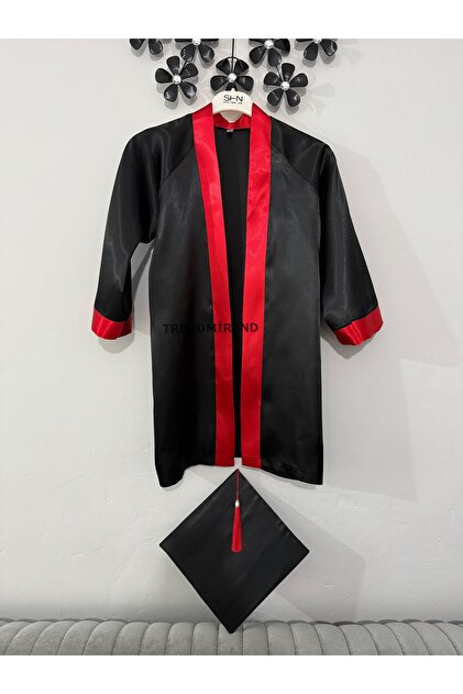 BBA TULLE STORE 2-Piece Graduation Robe Set Kep Cbbe Black-Turquoise -Black  Graduation Robe Double Graduation Set- Trendyol