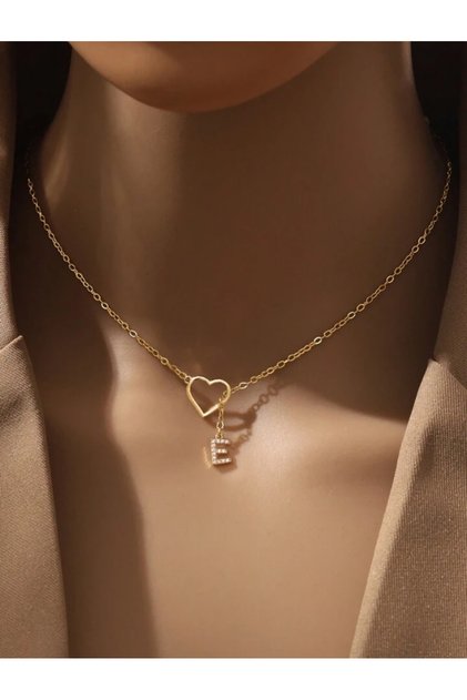 Asia by Levoie Letter E Zircon Stone Necklace