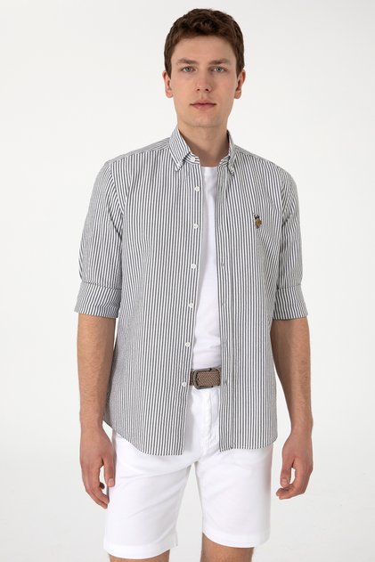 Men's Dark Khaki Long Sleeve Shirt 50299605-Vr111