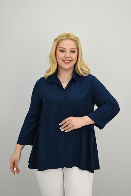 Women's Large Size Ruffle Detailed Shirt 1720-25-1