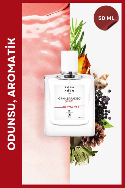 Gran Paradiso Red Sport EDP Erkek Parfüm 50 ml | Odunsu, Aromatik | Zencefil, Fesleğen, Sedir, Amber