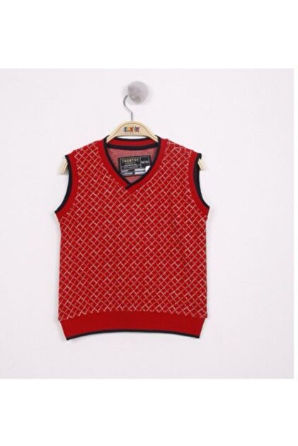 Boys' Checkered Two Thread Fabric School Sweater